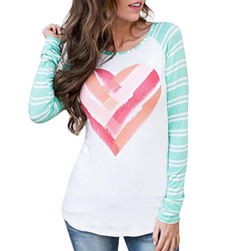 FAMILIZO Camisetas Mujer Manga Larga Algodon Camisetas Mujer Verano Camisetas Rayas Mujer Camisetas Manga Larga Mujer Invierno Mujer Camiseta Deporte Mujer Camiseta Manga Larga (S, Verde)