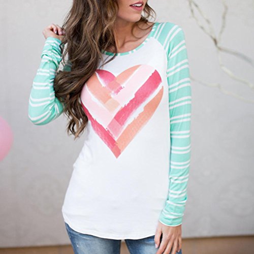 FAMILIZO Camisetas Mujer Manga Larga Algodon Camisetas Mujer Verano Camisetas Rayas Mujer Camisetas Manga Larga Mujer Invierno Mujer Camiseta Deporte Mujer Camiseta Manga Larga (S, Verde)