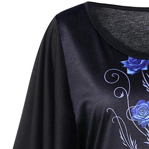 FAMILIZO Camisetas Mujer Verano Camisetas Mujer Tallas Grandes XL~5XL Blusa Mujer Elegante Camisetas Mujer Manga Corta Floral Camisetas Mujer Fiesta Camisetas Sin Hombros Mujer (5XL, Azul)