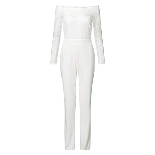 FAMILIZO Monos Mujer Fiesta Elegantes Cortos Verano Monos Mujer Largos Ajustado Mujeres Encaje Sexy De Hombro Sin Mangas Mampara Mono Playsuit M