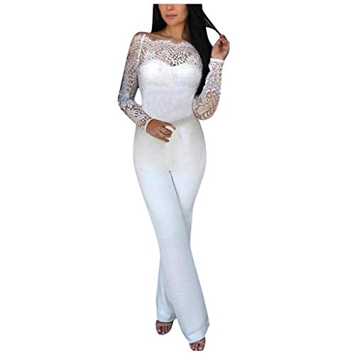 FAMILIZO Monos Mujer Fiesta Elegantes Cortos Verano Monos Mujer Largos Ajustado Mujeres Encaje Sexy De Hombro Sin Mangas Mampara Mono Playsuit S