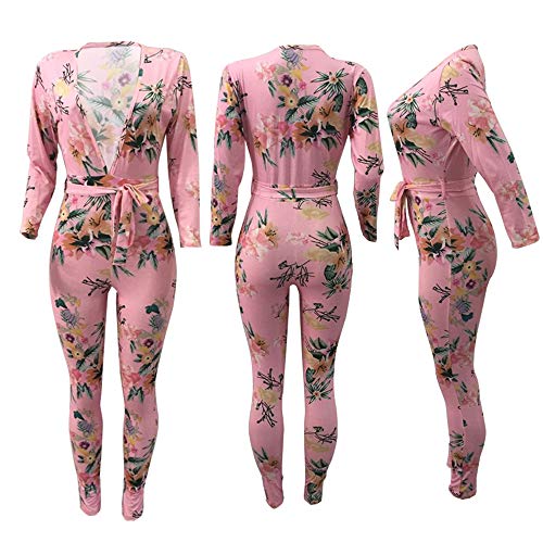 FAMILIZO Monos Mujer Fiesta Elegantes Cortos Verano Monos Mujer Largos Ajustado Mujeres Sexy Bodycon Manga Larga África Imprimir Mono con Cuello En V