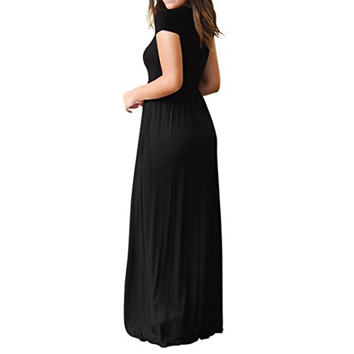 FAMILIZO -Vestidos De Fiesta Mujer Largos Elegantes Vestidos Largos De Fiesta Mujer Tallas Grandes Vestidos Mujer Verano Largo Casual Vestidos Manga Corta Mujer Fiesta (2XL, Negro)