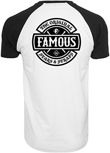 Famous Stars and Straps Camiseta para Hombre con Parche, Hombre, Camiseta, FA023, Blanco/Negro, XX-Large
