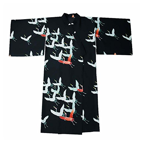 Fancy Pumpkin Albornoz del Traje del Kimono de Las Mujeres retras del Estilo japonés con la Cintura, grúa Red-Crowned