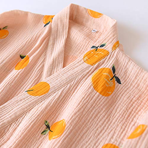 Fancy Pumpkin Bata de Algodón Japonesa para Mujer Bata de Pijama Kimono [Flor A]