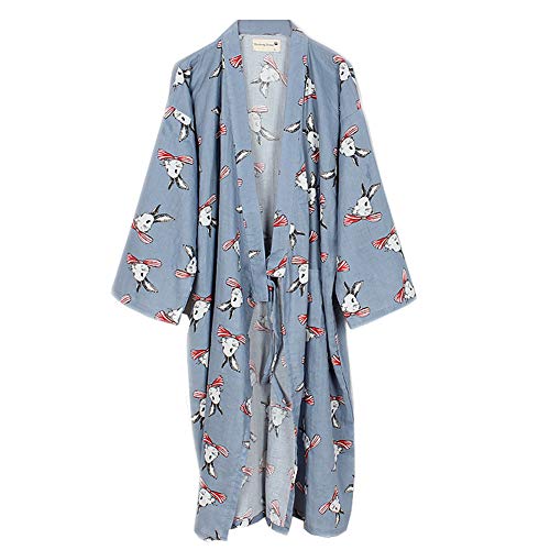 Fancy Pumpkin Bata de algodón JaponesaBata de Pijama Kimono [Flor C] para L Gray001