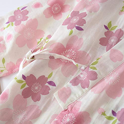 Fancy Pumpkin Traje de pijama de algodón de las mangass del estilo japonés de las Traje de la bata del kimono del algodón Set- para Mujer L Green