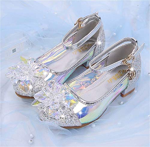 Fanessy Zapatos de Vestir de Lentejuelas de Princesa de Tacones Altos para niñas Zapatos de Baile de Tango Latino para niños Fiesta de Navidad de Halloween Cosplay Zapatos de Cristal Fluorescente