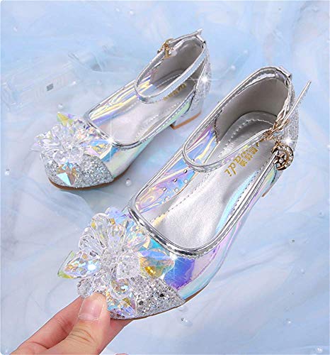 Fanessy Zapatos de Vestir de Lentejuelas de Princesa de Tacones Altos para niñas Zapatos de Baile de Tango Latino para niños Fiesta de Navidad de Halloween Cosplay Zapatos de Cristal Fluorescente