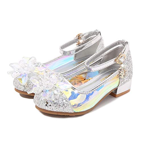 Fanessy Zapatos de Vestir de Lentejuelas de Princesa de Tacones Altos para niñas Zapatos de Baile de Tango Latino para niños Fiesta de Navidad de Halloween Cosplay Zapatos de Cristal Fluorescente