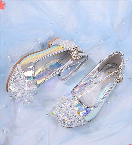 Fanessy Zapatos de Vestir de Lentejuelas de Princesa de Tacones Altos para niñas Zapatos de Baile de Tango Latino para niños Fiesta de Navidad de Halloween Cosplay Zapatos de Cristal Fluorescente