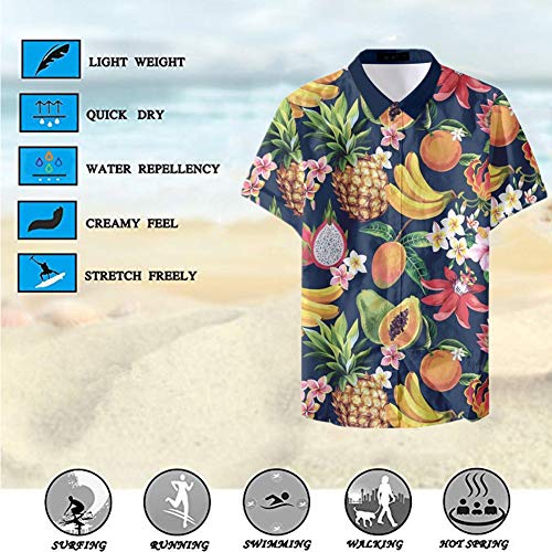 Fansu 3D Camisa Hawaiana para Hombre, Fiesta Tropical de Manga Corta Impreso Camisas de Trabajo Surf Funky Camisa Señores Playa (2XL,Fruta)