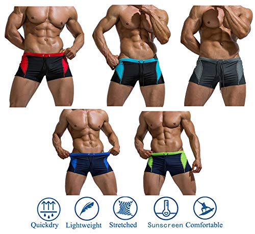 Fansu Bañadores de Natación Hombre Boxeador, Transpirable Pantalones Trajes de Baño Cortos Slip De Playa Piscina Bañadores Secado Rápido Playa Surf Corriendo (L,Gray)