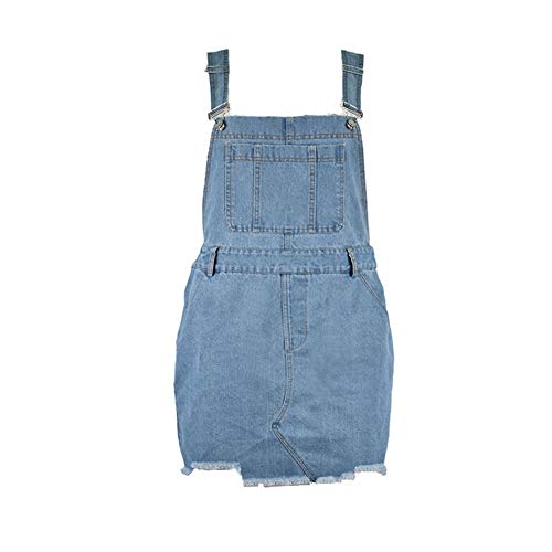 Fansu Vestido Peto Falda Mujer, Vaquero Denim Strappato Dungaree Monos Vaqueros Largos Casuales Fiesta Suelto Casual Elegantes Tamaño Grande (2XL,Azul Claro)