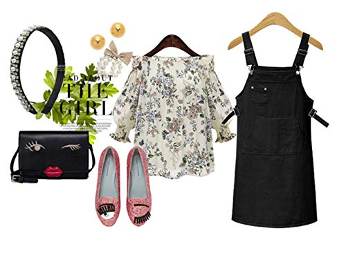 Fansu Vestido Peto Falda Mujer, Vaquero Denim Strappato Dungaree Monos Vaqueros Largos Casuales Fiesta Suelto Casual Elegantes Tamaño Grande (5XL,Negro)