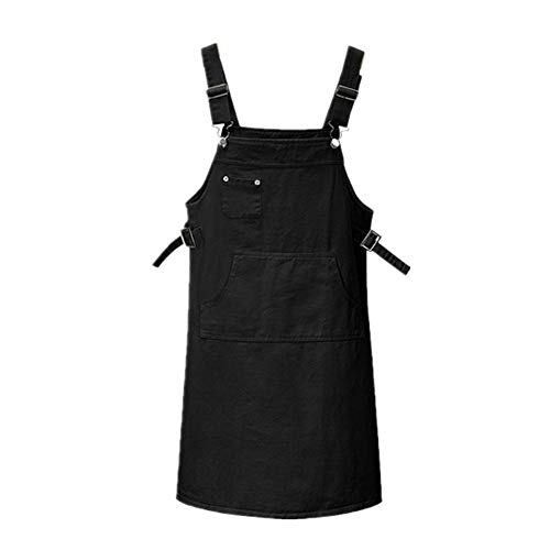 Fansu Vestido Peto Falda Mujer, Vaquero Denim Strappato Dungaree Monos Vaqueros Largos Casuales Fiesta Suelto Casual Elegantes Tamaño Grande (5XL,Negro)