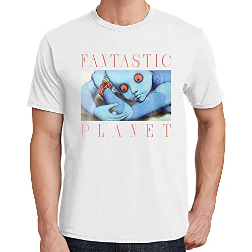 Fantastic Planet Camiseta de Manga Corta de Algod¨®n con Cuello Redondo de Moda para Hombres y j¨®Venes Camiseta Estampada Tops Casuales Blanco Grande