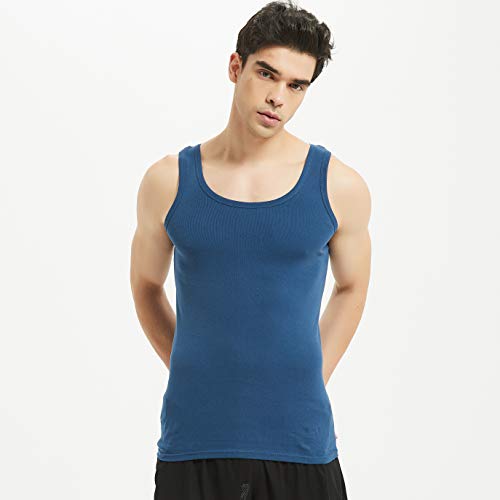 FARCHAT Hombres Camiseta Tirantes Hombre 5 Piezas De Algodón Cómodo Múltiples Colores Y Tamaños Negro Blanco Azul Marino XXL