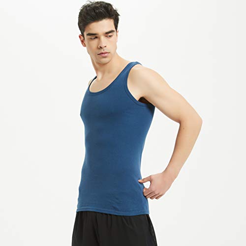 FARCHAT Hombres Camiseta Tirantes Hombre 5 Piezas De Algodón Cómodo Múltiples Colores Y Tamaños Negro Blanco Azul Marino XXL