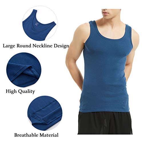 FARCHAT Hombres Camiseta Tirantes Hombre 5 Piezas De Algodón Cómodo Múltiples Colores Y Tamaños Negro Blanco Azul Marino XXL