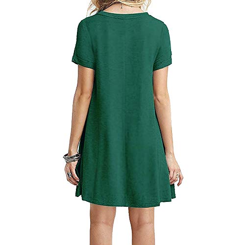 FARCHAT Vestidos Mujer Suelto Casual de la Camiseta Cuello Redondo Vestido Ejercito Verde XXL
