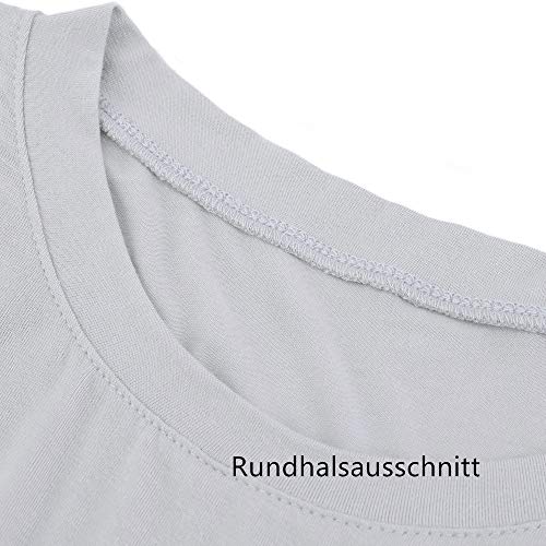 FARCHAT Vestidos Mujer Suelto Casual de la Camiseta Cuello Redondo Vestido Gris L