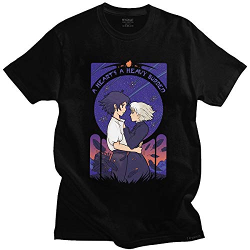 Fashion Howl's Moving Castle A Heart's A Heavy Burden T Shirt Men Short Sleeved Ghibli Miyazaki Anime T-Shirt Cotton Manga tee