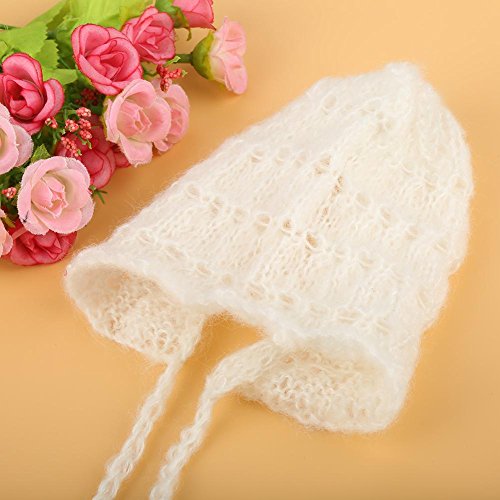 Fdit Socialme-EU Lindo Bebé Recién Nacido Infantil Tejer Sombrero Fotografía Trajes Suministros(Blanco)