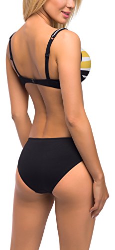 Feba Bikinis Conjunto Tops y Bragas Trajes de Baño 2 Piezas Bañadores Ropa Verano Mujer D1N32L1V2RS4 (Negro/Blanco, EU Cup 80G/Bottom 40 (ES 95G/42))