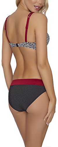 Feba Bikinis Conjunto Tops y Bragas Trajes de Baño 2 Piezas Bañadores Ropa Verano Mujer D1N32L1V2RS4 (Negro/Granate, EU Cup 70E/Bottom 36 (ES 85E/38))