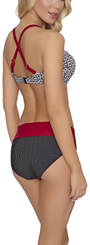 Feba Bikinis Conjunto Tops y Bragas Trajes de Baño 2 Piezas Bañadores Ropa Verano Mujer S2L2N1 (Negro/Granate, EU Cup 75G/Bottom 38 (ES 90G/40))