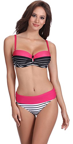 Feba Bikinis Conjunto Tops y Bragas Trajes de Baño 2 Piezas Bañadores Ropa Verano Mujer S2L2N1 (Patrón-405, EU Cup 75G/Bottom 38 (ES 90G/40))