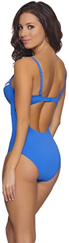 Feba Push Up Monokini Bañadores Trajes de Baño Ropa Playa Verano Mujer GR2CC2 (Azul, EU Cup 75E/Bottom 38 (ES 90E/40))