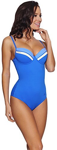 Feba Push Up Monokini Bañadores Trajes de Baño Ropa Playa Verano Mujer GR2CC2 (Azul, EU Cup 75E/Bottom 38 (ES 90E/40))