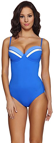 Feba Push Up Monokini Bañadores Trajes de Baño Ropa Playa Verano Mujer GR2CC2 (Azul, EU Cup 75E/Bottom 38 (ES 90E/40))