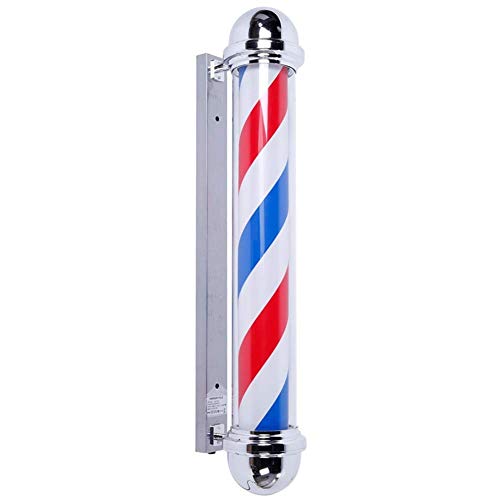 FEE-ZC Barber Pole 100CM Round Top LED Barber Shop Sign Pole Light Rojo Blanco Blue Stripe Diseño Giratorio e Iluminado Lámpara Colgante de Pared Lámpara de salón de Belleza
