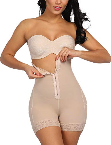 FeelinGirl Faja Reductora de Cintura Alta Patalón Modelador para Mujer Shapewear Lumbar Adelgazante Thigh Slimmer Beige Cintura 66-72cm(S/Talla 36)