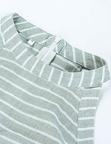 FeelinGirl Mono Largo Mujer Verano Raya Vendaje en Cintura Alta con Bosillo Casual Oficina Verde XXL