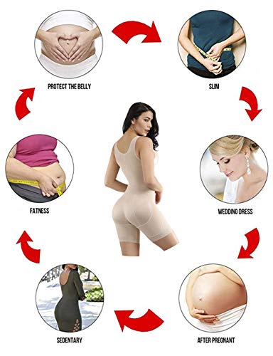 FeelinGirl Mujer Faja Reductora Chaleco sin Costura Corsé Bustier Ajustable Tirantes Faja Aabdominal Beige 3XL/Talla 46-48