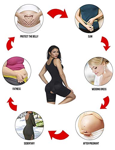 FeelinGirl Mujer Faja Reductora Chaleco sin Costura Corsé Bustier Ajustable Tirantes Faja Aabdominal Negro S/Talla 34-36