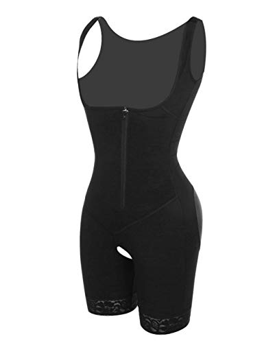 FeelinGirl Mujer Faja Reductora con Cinta Ajustable Corsé Bustier Ajustable Cremallera Shapewear Corset Waist Trainer Negro S/Talla 34-36