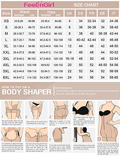 FeelinGirl Mujer Faja Reductora con Cinta Ajustable Corsé Bustier Ajustable Cremallera Shapewear Corset Waist Trainer Negro S/Talla 34-36