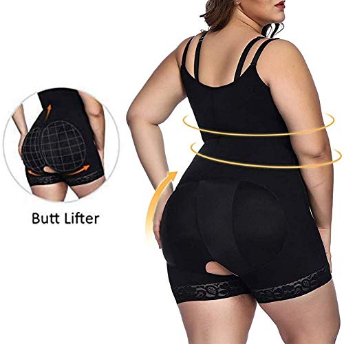 FeelinGirl Mujer Faja Reductora con Cinta Ajustable Corsé Bustier Ajustable Cremallera Shapewear Corset Waist Trainer Negro S/Talla 34-36