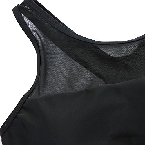 FEESHOW Traje de Baño Una Sola Pieza Bañador para Mujer Negro M