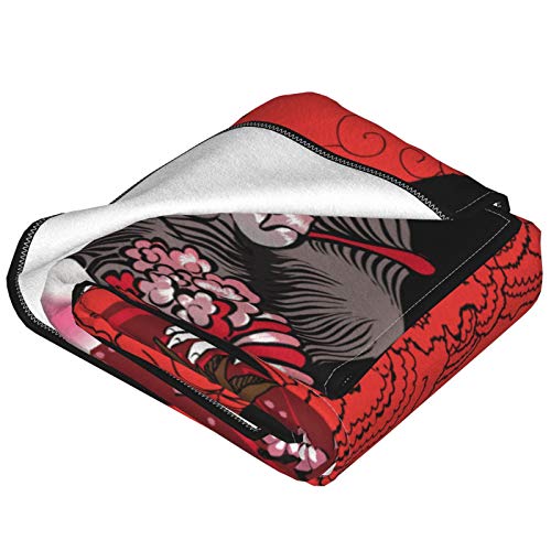 Felpa Manta de Tiro para Todas Las Estaciones Suave Ligero Calentar,Kimono Geisha Mujer Japonesa Japón Asiático Hermoso Dibujo Cartelera,Cómodo Manta de Cama Edredón de Viaje para Sofá Cama,50" X 60"