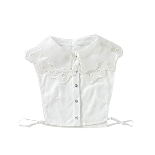 FENICAL camisa bordada mujer cuello falso camisa mujer cuello falso (talla whitefree)