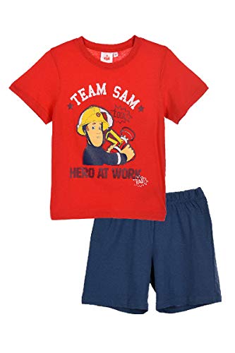 Feuerwerhmann Sam - Pijama corto para niño rojo Tamaño de la cintura:100-105 cm