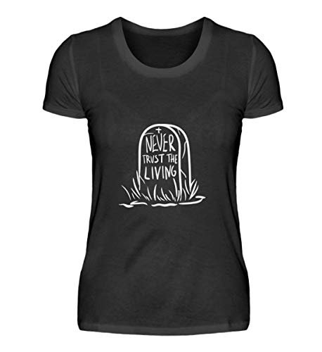Fiesta de Halloween – sarg motero roquero con diseño de esqueleto de calavera monstruo – Camiseta para mujer Negro L