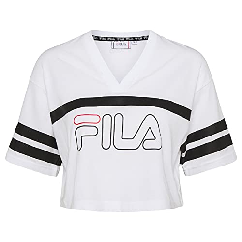 Fila Women Jaina Cropped Sporty tee Camiseta, Blanco Brillante, S para Mujer